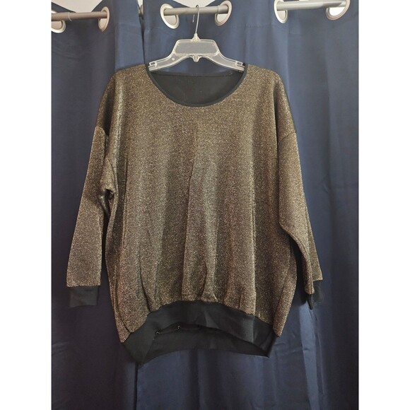 Gold and Black Sparkly Long Sleeve Sweater - Picture 1 of 6